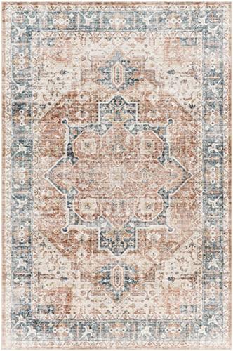 BoutiqueRugs BoutiqueRugs Adara Traditional Bordered Area Rug - Machine Washable - Dark Red, Blue, White - 2'7" x 4'