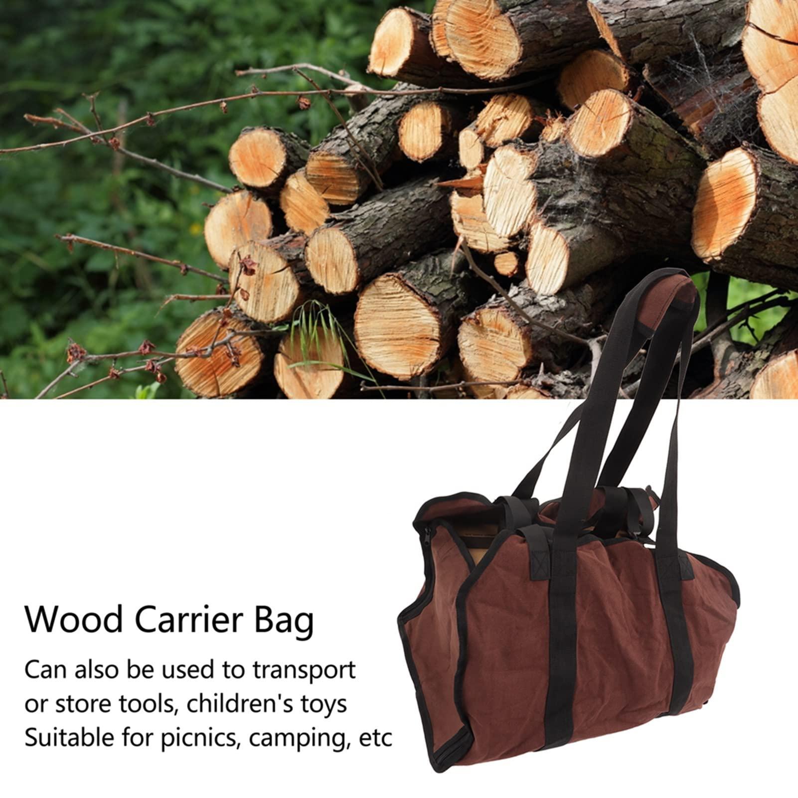 JEOZBM JEOZBM Canvas Log Carrier Bag, Waxed Canvas Firewood Log Carrier Tote, Waxed Canvas Firewood Log Carrier Tote, for Carrying Wood at Home or Camping by Outdoor