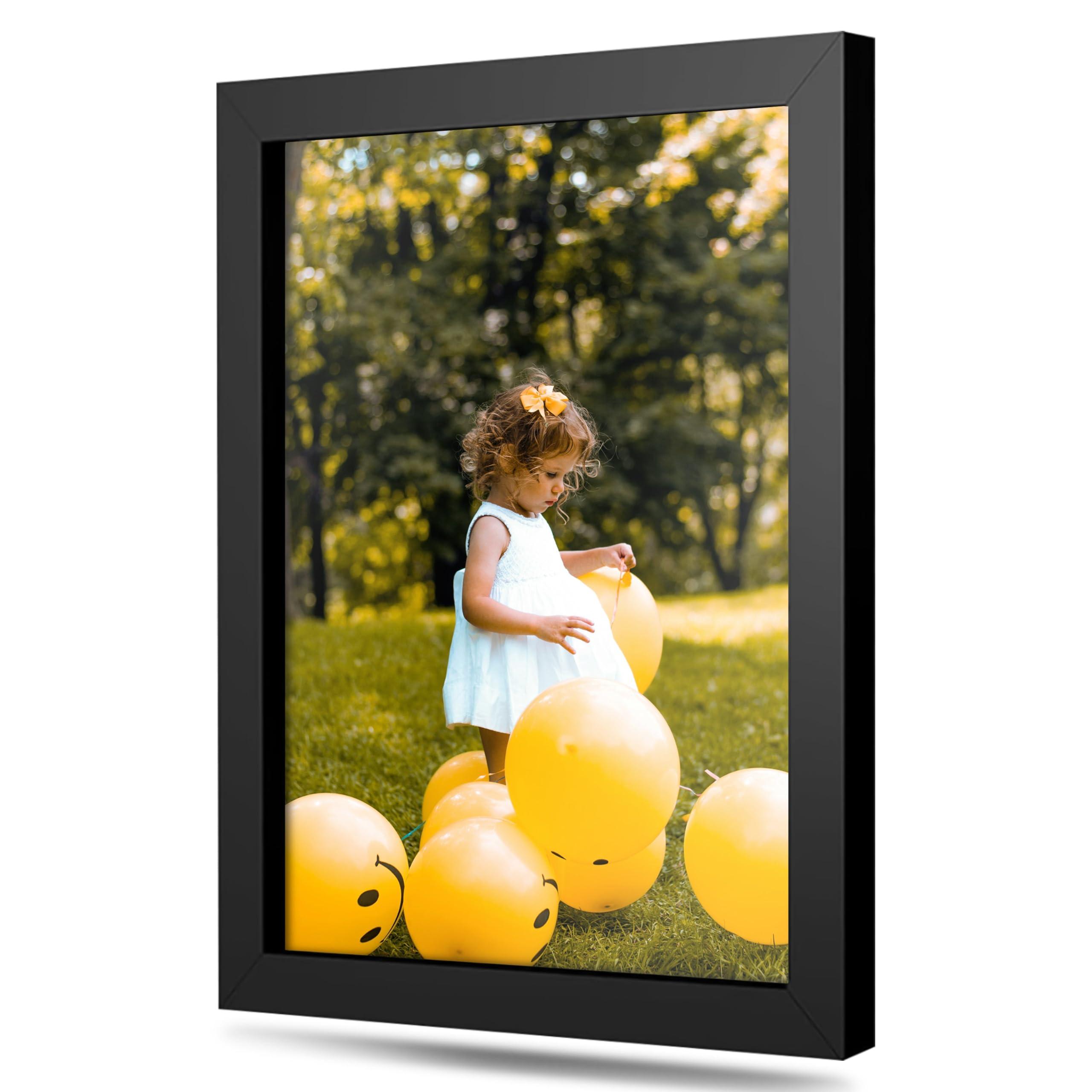 M Modern Memory Design Modern 8x32 Black Picture Frame Wood with Real Glass - Wall Hanging - Real Wooden Edge - 32x8 Frame Size For Family Photo Portrait, Poster Prints, Documents, Art Print- Modern Memory Design