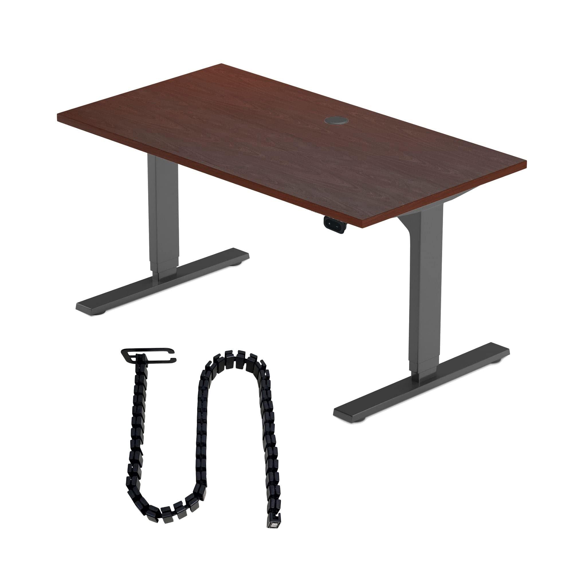 Progressive Desk Progressive Desk Stand Up Height Adjustable Electric Standing Desk - 48" x 30" with Dual Motor, 3 Stages Table with Magnetic Snake - Roasted Walnut, Black Frame