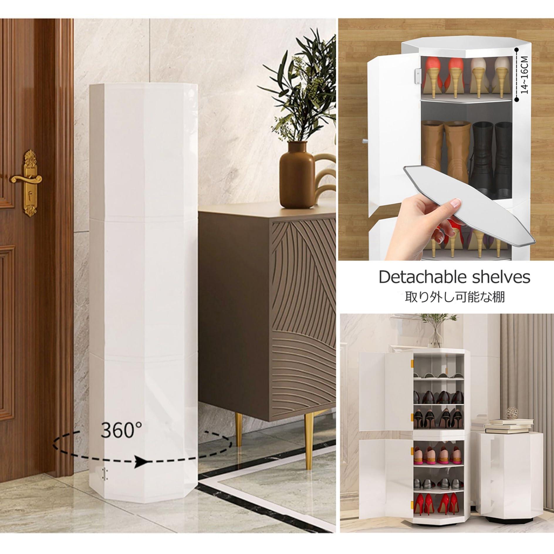 Leaceuv Rotating Shoe Rack Cabinet,360 Swivel Metal Shoe Cabinet Vertical Round Storage Narrow Shelf 3/6/9/12/15-Tier Shoe Rack Organizer Simple and Modern for Entrance Closet Living Room Hallway ( Color : B