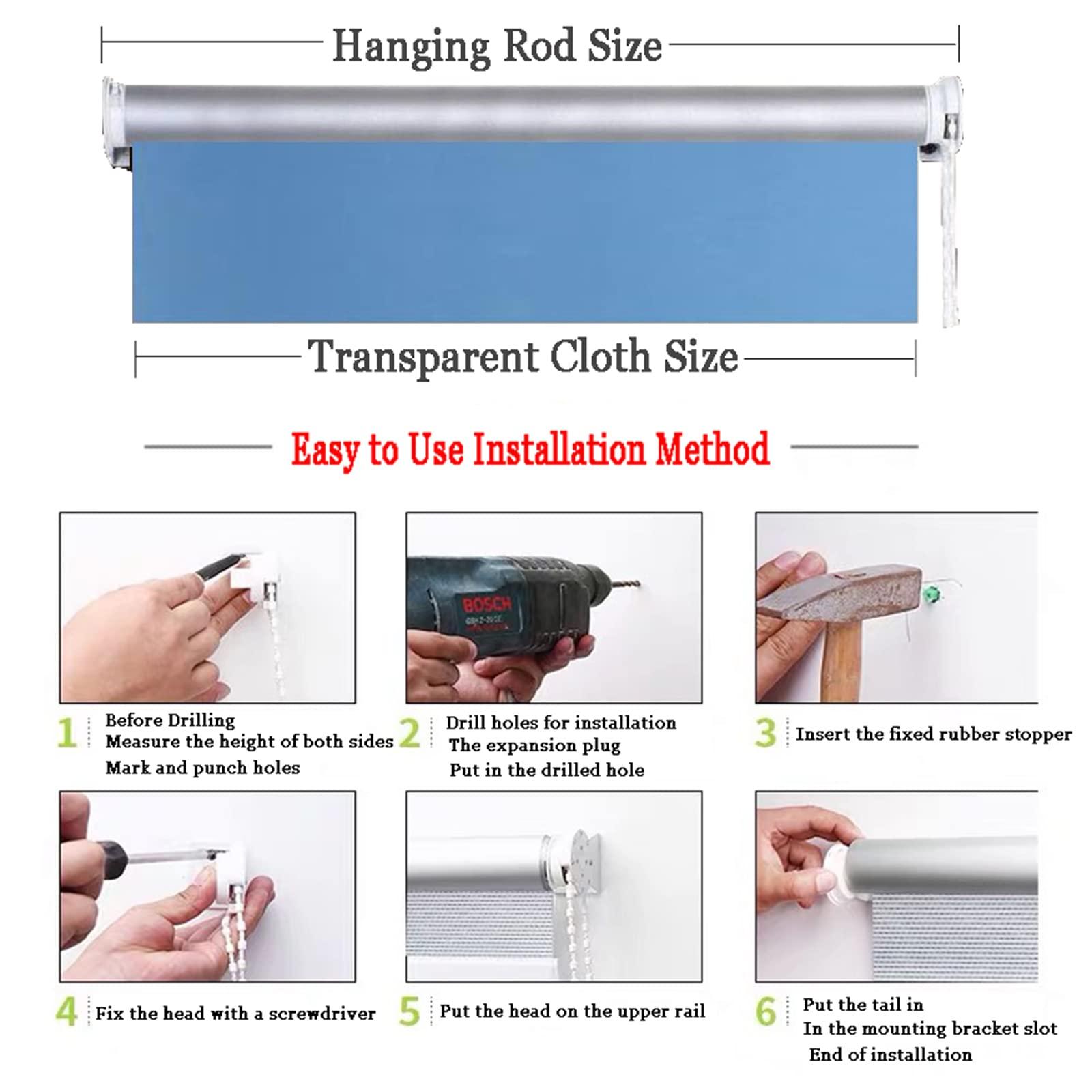 ZXCVBAS ZXCVBAS Transparent PVC Roller Shades,Clear Roller Shade,Outdoor Clear Vinyl Roller Shades, Waterproof Rainproof Roller Window Shades, Blinds for Outdoor Patio Hotel Office,120x250cm/47.2x98.4in