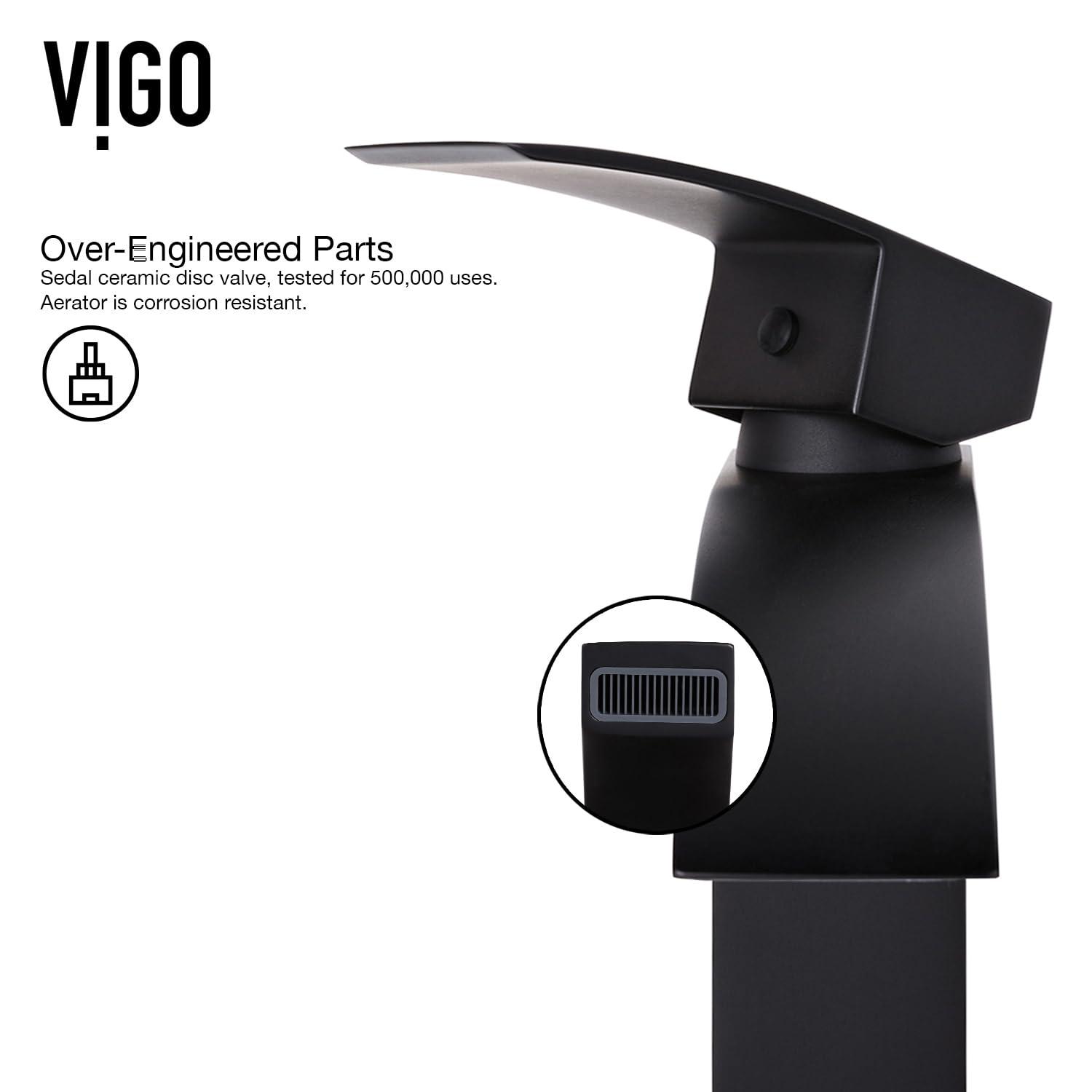 VIGO VIGO Duris 12\'\' H Single Handle Single-Hole Bathroom Vessel Faucet in Matte Black-VG03007MB