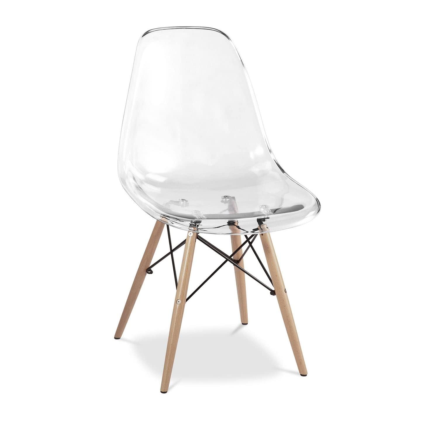 Aron Living Aron Living Pyramid 17.5" Plastic and Beech Wood Dining Chair in Clear