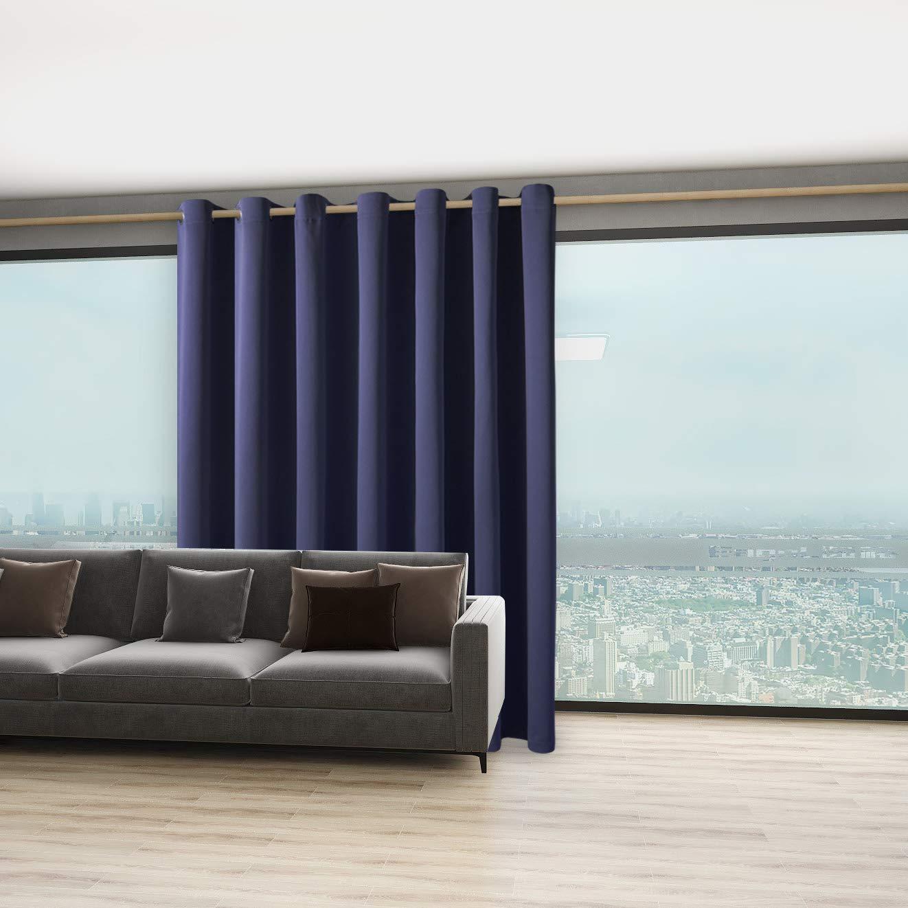 BONZER BONZER Room Divider Curtain Total Privacy Wall Extra Wide Thermal Insulated Blackout Curtains for Slide Window, 96L x 150W Inch (8L x 12.5W ft), 1 Panel, Navy