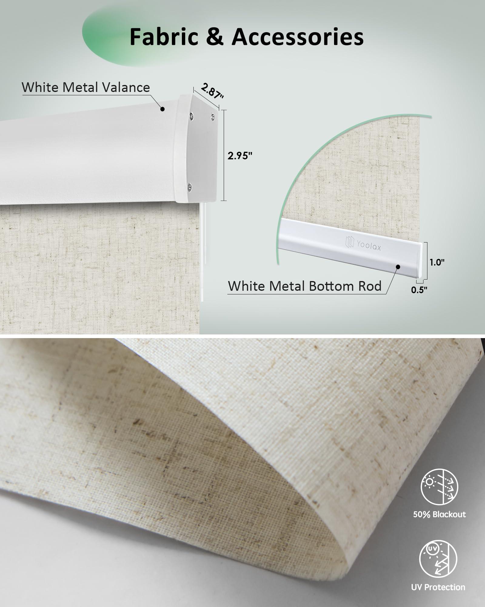 Yoolax Yoolax Motorized Blinds, Light Filtering Remote Shades for Indoor Windows, Cordless Automatic Roller Shades App Control for Bedroom Living Room Office (50% Shading Linen Beige, 22" W x 72" H)