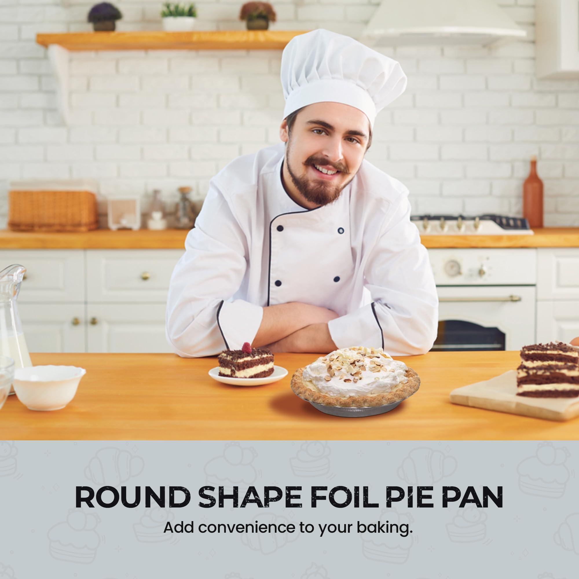 Safca KitchenDance Medium Depth Disposable Aluminum Pie Pans - 9 Inches Round Foil Baking Pan Perfect for Home, Small Business - Aluminum Foil Pans for Baking, Storing, and Preparing Food, 901, Pack of 250