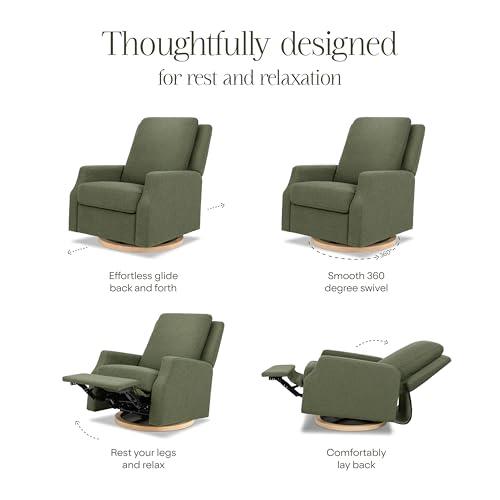 NAMESAKE Namesake Crewe Glider Recliner Nursery Chair - GREENGUARD Gold & Certi-PUR US Certified, Ultra Cozy 360 Swivel Rocker Recliner, Versatile Glider Rocking Chair for Nursery & Living Room - Olive Boucle