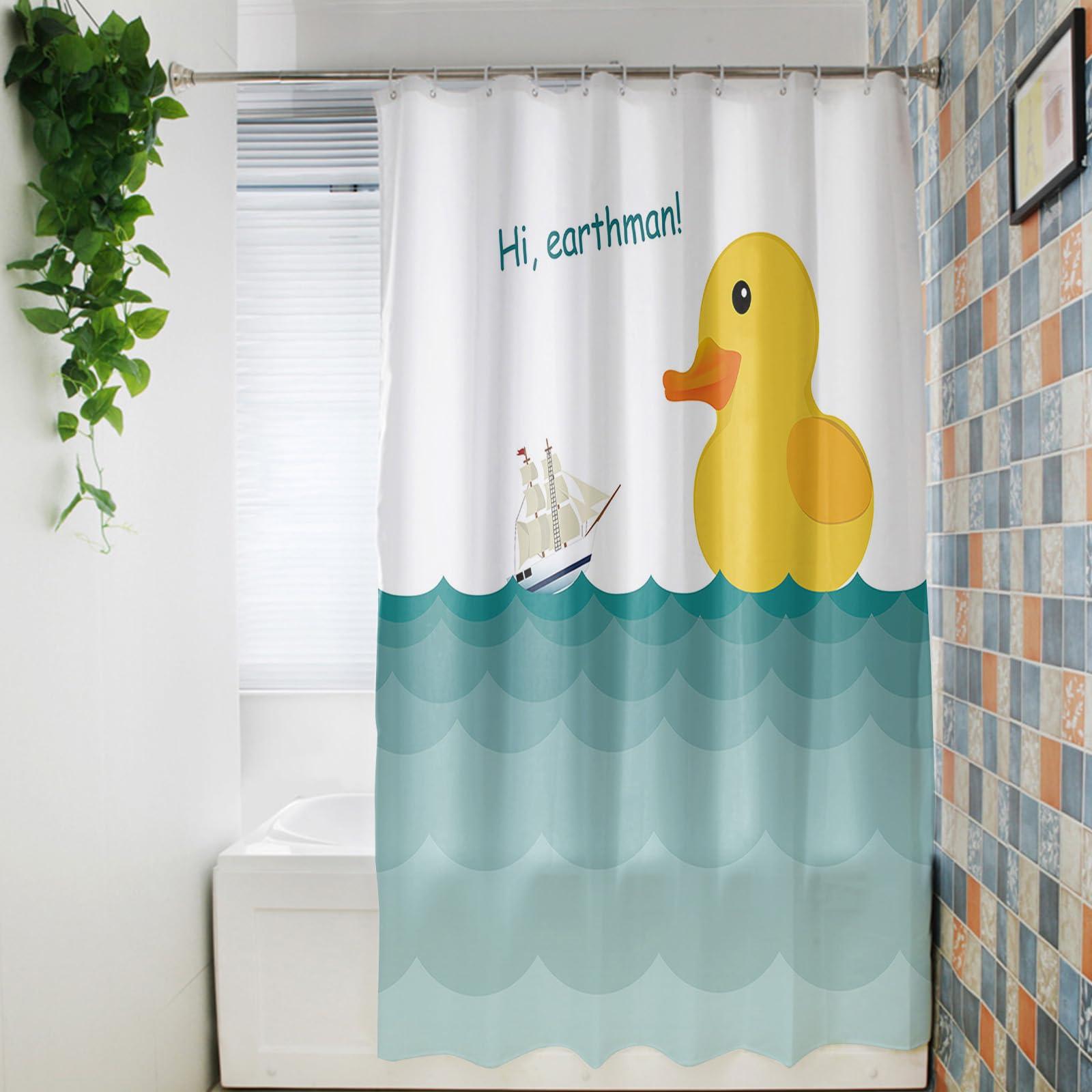 DOME-SPACE DOME-SPACE Shower Curtain for Bathroom,Washable Waterproof Cloth Shower Curtains Lovely Giant Rubber Duck Machine Washable Waterproof Fabric, 72X78 Inches