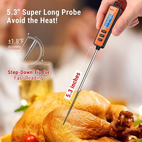 ThermoPro ThermoPro TP01A Digital Meat Thermometer for Cooking Candle Liquid Deep Frying Oil Candy, Kitchen Food Instant Read Thermometer with Super Long Probe, Backlit, Lock Function