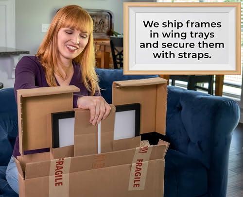 CustomPictureFrames.com 11x7 Frame White Wash Rustic Cream Picture Frame | 1.75 Inch Moulding Width | Complete with UV Acrylic Plexiglass, Foam Board Backing & Hanging Hardware