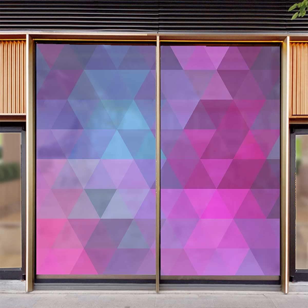 JIXIRUY Frosting Privacy Film for Glass Windows Multicolored Triangles Static Cling No Adhesive Window Sticker Decorative Frosted Glass Film 23.6Wx59L-inch x2 Pcs
