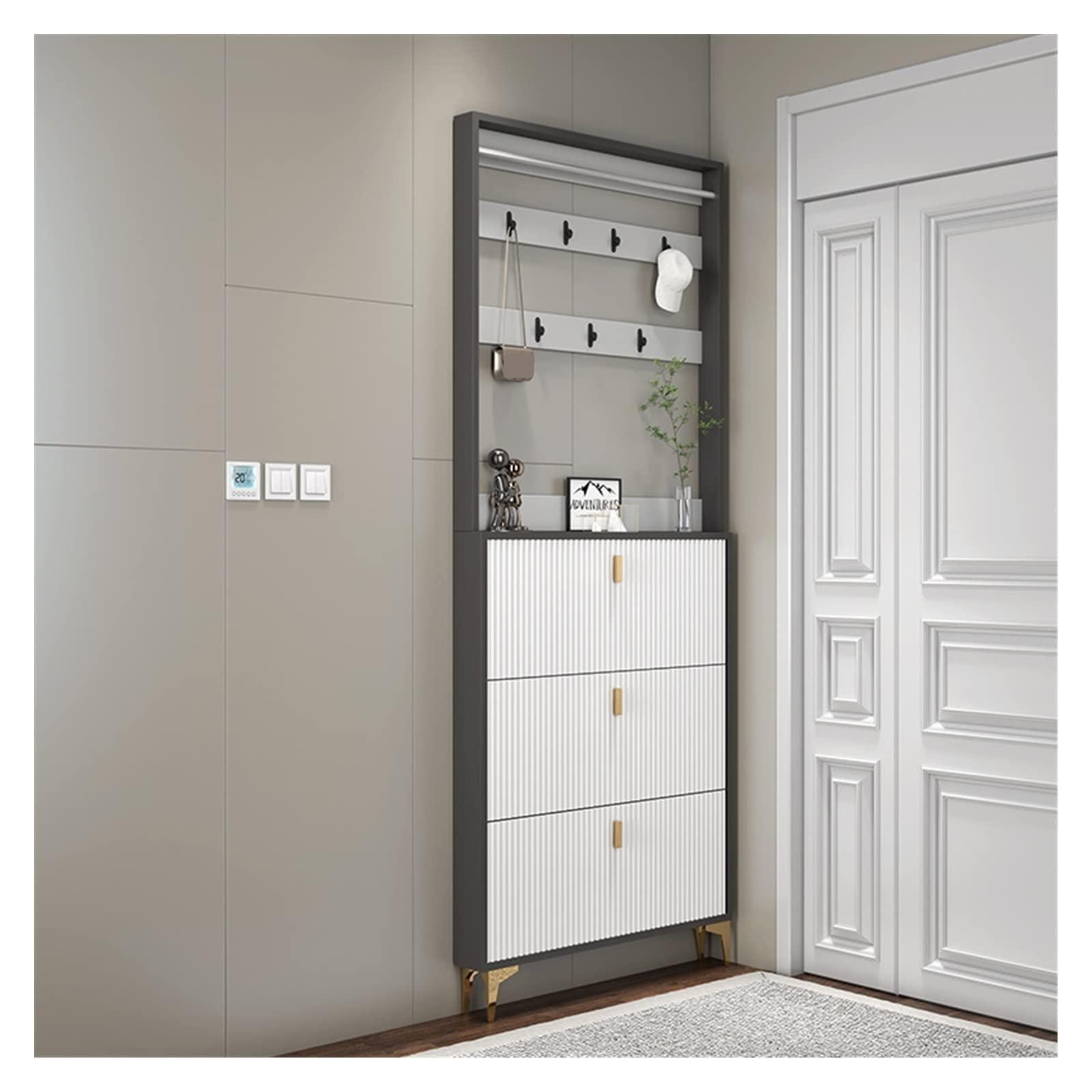 GRFIT GRFIT Shoe Cabinets Shoe Cabinet Ultra-Thin Tipping Bucket Light Luxury Simple Modern Clothes and hat one Cabinet Entry Hall Cabinet for Entryway (Size : 80 * 24 * 210cm)