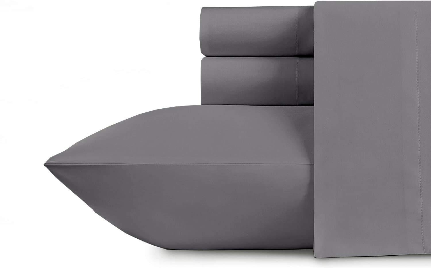 HOME STUFFS Sheet Set Cal King- 72x84 Bed Sheet Set Dark Grey Solid 18 inch Deep Pocket 4 Piece Bed Sheet Set- Fitted Sheet, Flat Sheet & Pillow Luxurious Bedding Set