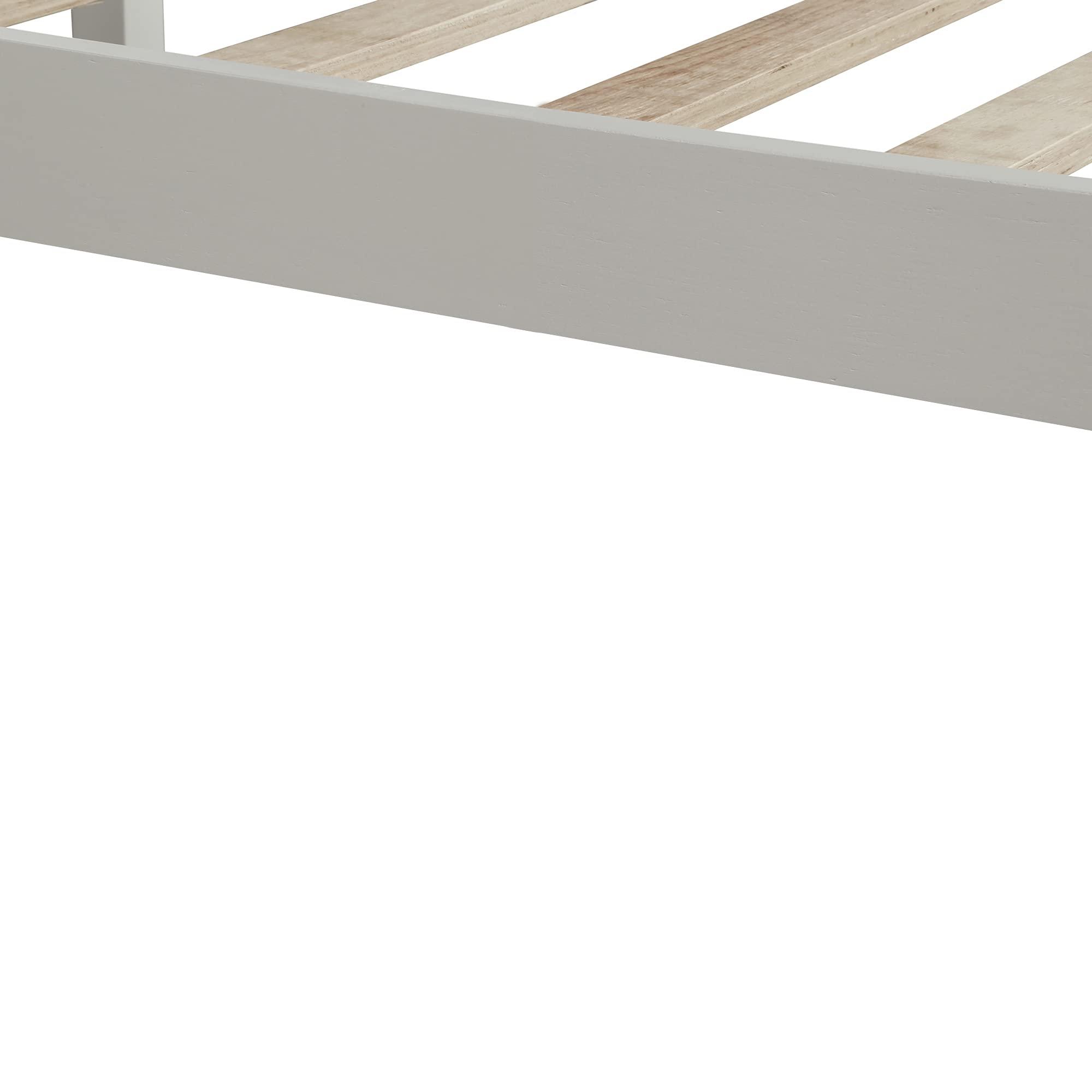 Bellemave Full Platform Bed with Headboard, Solid Wood Bed Frame with Center Support Feet, No Box Spring Needed, White