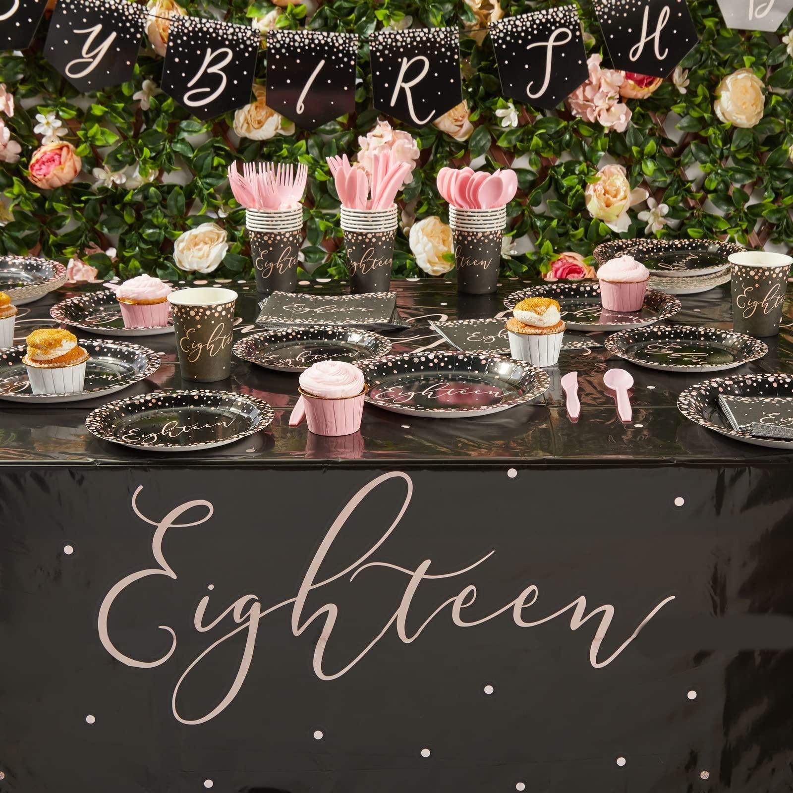 Sparkle and Bash 170 Piece 18th Birthday Party Supplies and Decorations Set for Girls, Includes Plates, Napkins, Tablecloth, Banner, Cups, and Cutlery (24 Guests)