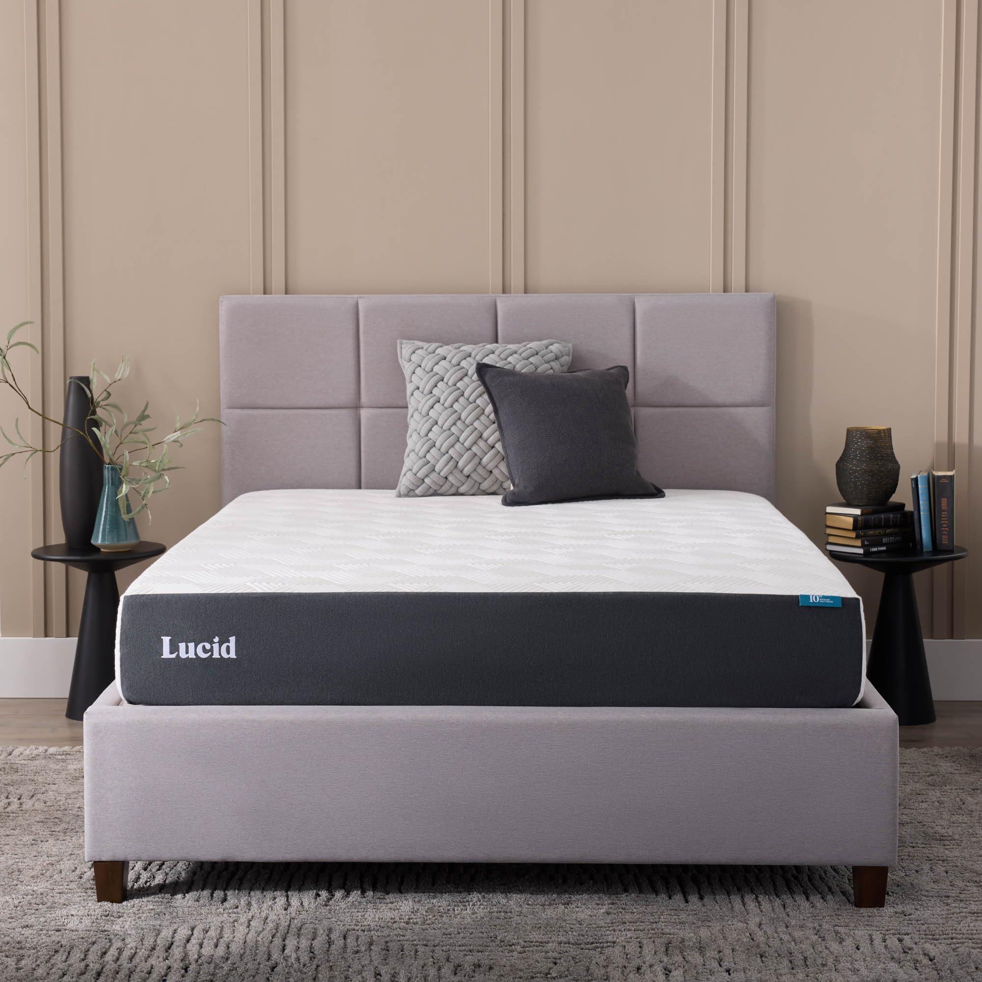 LUCID LUCID 10 Inch Memory Foam Mattress - Medium Feel - Infused with Bamboo Charcoal and Gel - Bed in a Box - Temperature Regulating - Pressure Relief - Breathable - Twin XL Size