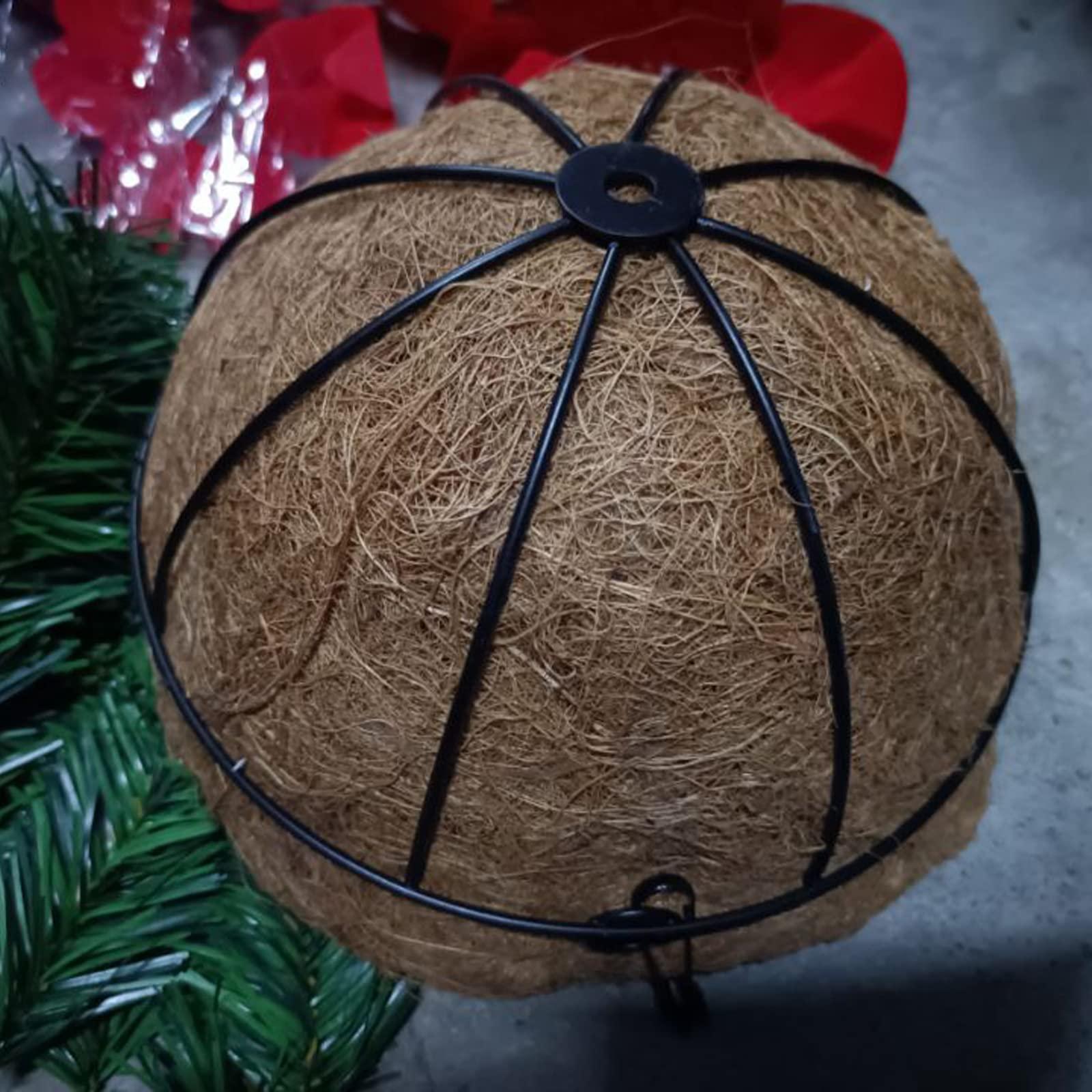 Duffire Duffire Christmas Poinsettia Hanging Basket Pre-Lit Artificial Floral Arrangement with Pine Needles for Outdoor Yard Porch Holiday Decor