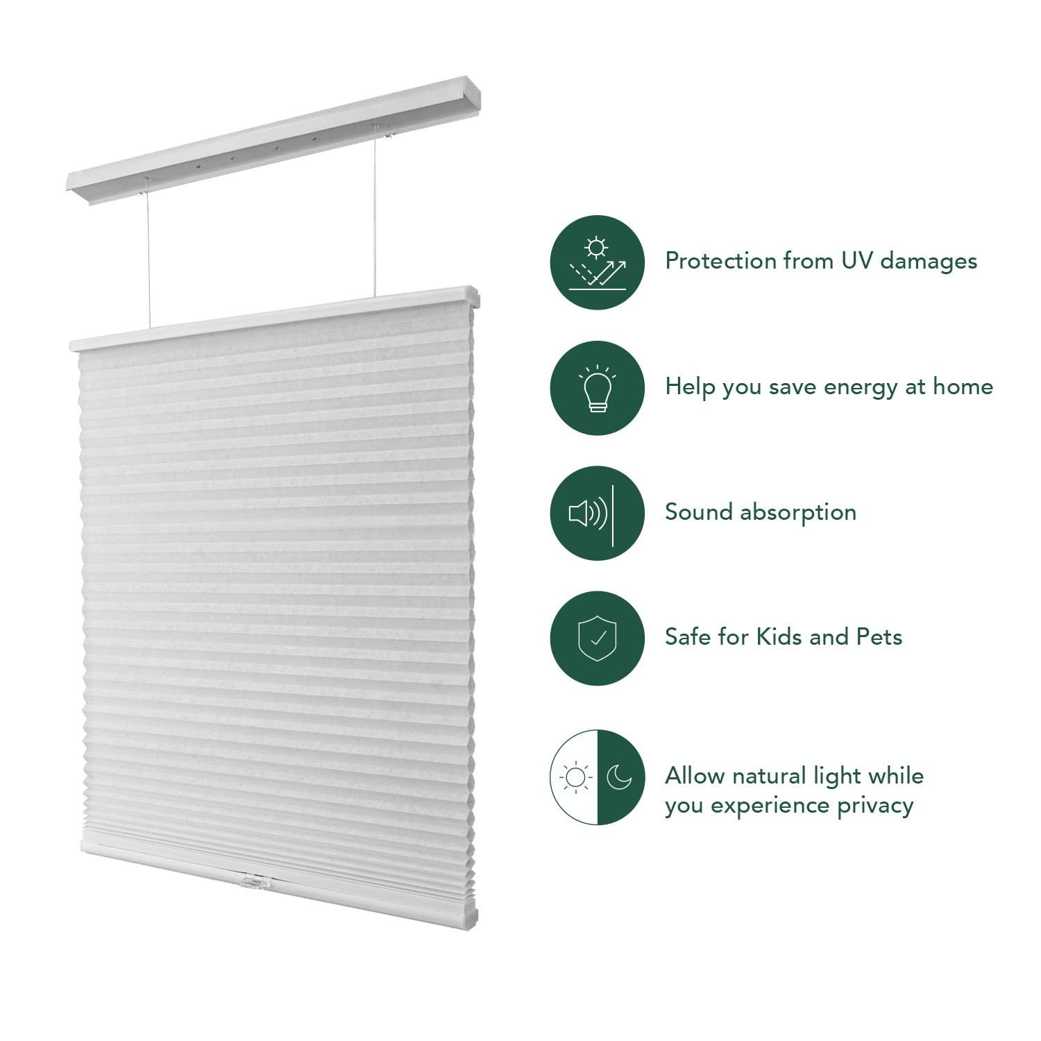 CHICOLOGY CHICOLOGY Cellular Shades, Top Down Bottom Up Shades, Custom Blinds for Windows, Window Shades for Home, Door Blinds, Window Coverings, Cellular Blinds, Snowfall (Light Filtering), 45.25" W x 48" H