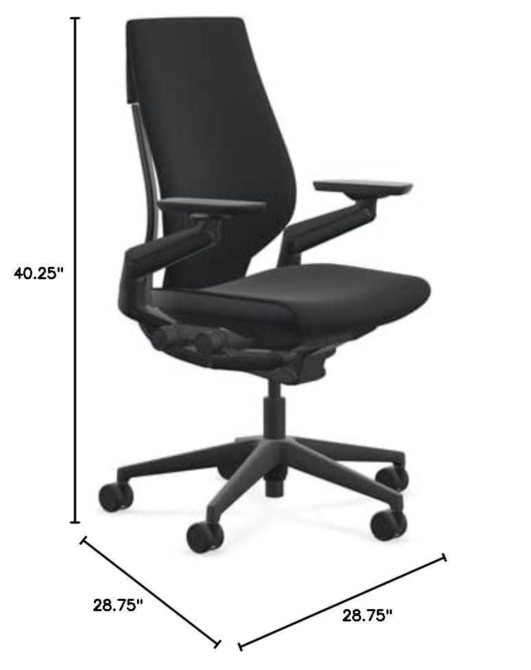 Steelcase Steelcase Gesture Office Chair - Era Onyx Fabric, Low Seat Height, Wrapped Back, Black on Black Frame, Lumbar Support, and Standard Carpet Casters