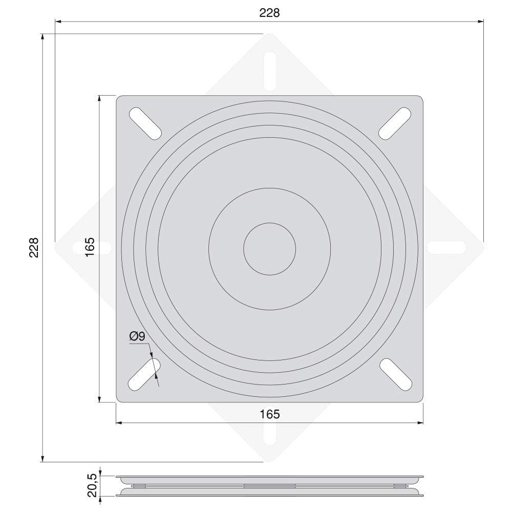 Emuca Emuca 3196514 Swivel platform/Rotating base of 360 for cabinet/TV screen, steel, black