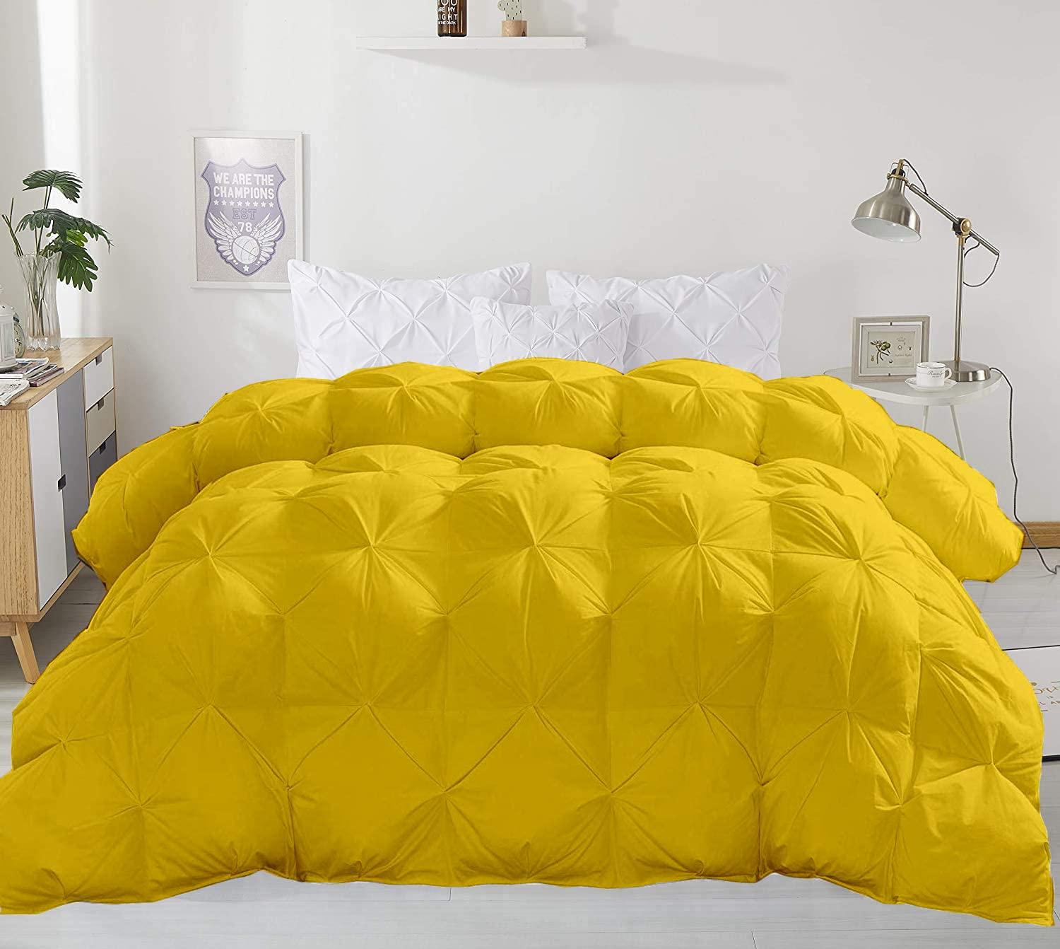 Fabricom-Retail Feel Super 1200-TC All Season Down Alternative Comforter Oversized King Plus (128x120) Pinch Pleated Warm & Soft Quilted 100% Egyptian Cotton 600 GSM Breathable & Soft Quality Comforter