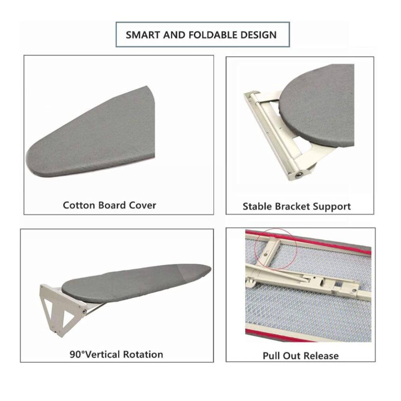ZHOUHONG ZHOUHONG Ironing Board Wall Mounted Ironing Board,Wall Fixing Plate Drop Down with Heat Resistant Cover, Lifting Concealed Ironing Board,Foldable Ironing Boards for Hous Ant(Size:Wall Mounted)