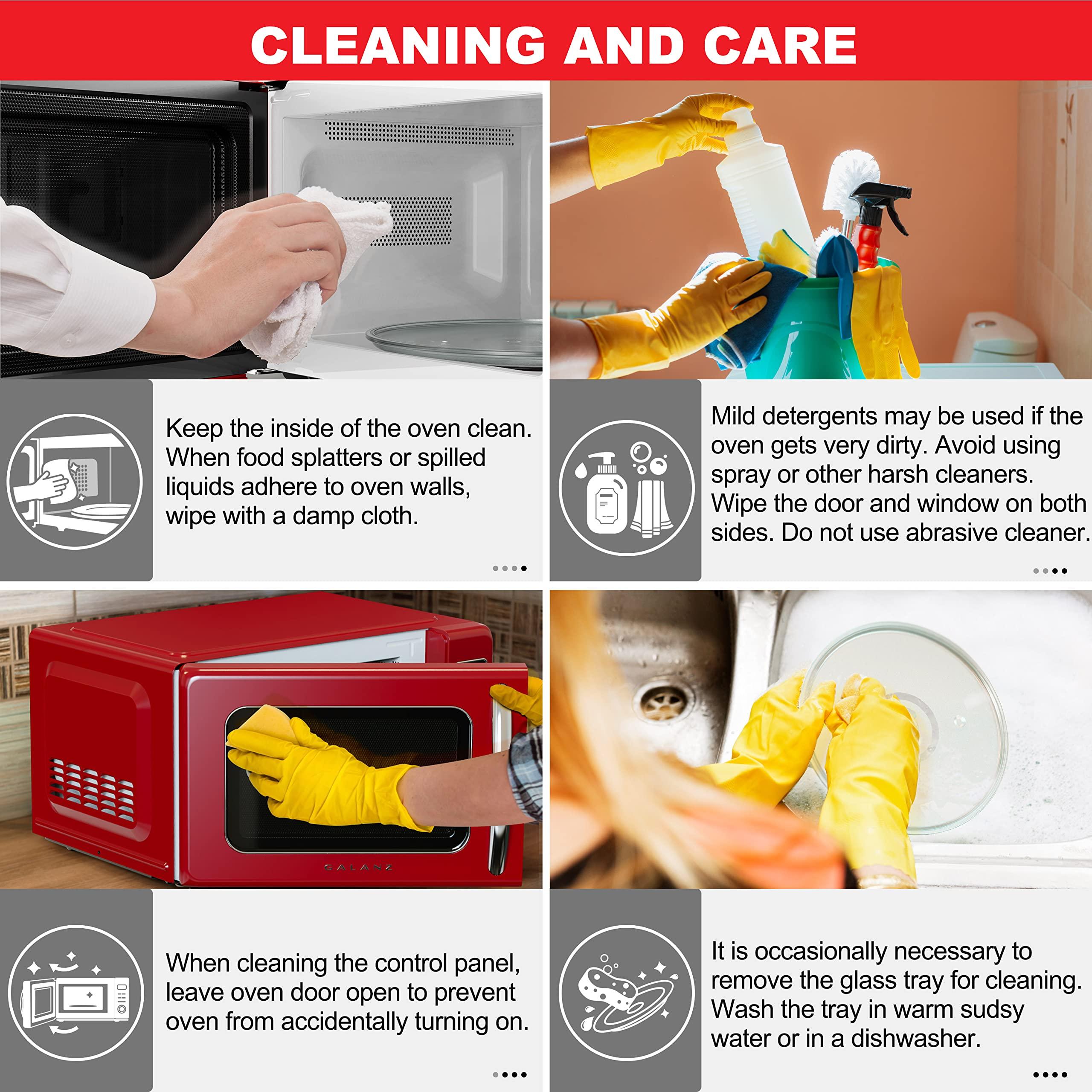 Galanz Galanz GLCMKZ11RDR10 Retro Countertop Microwave Oven with Auto Cook & Reheat, Defrost, Quick Start Functions, Easy Clean with Glass Turntable, Pull Handle, 1.1 cu ft, Red