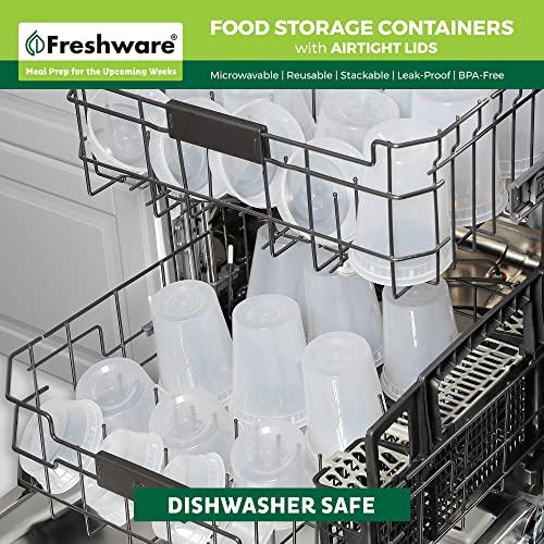 Freshware Freshware Food Storage Containers [24 Set] 32 oz Plastic Deli Containers with Lids, Slime, Soup, Meal Prep Containers | BPA Free | Stackable | Leakproof | Microwave/Dishwasher/Freezer Safe
