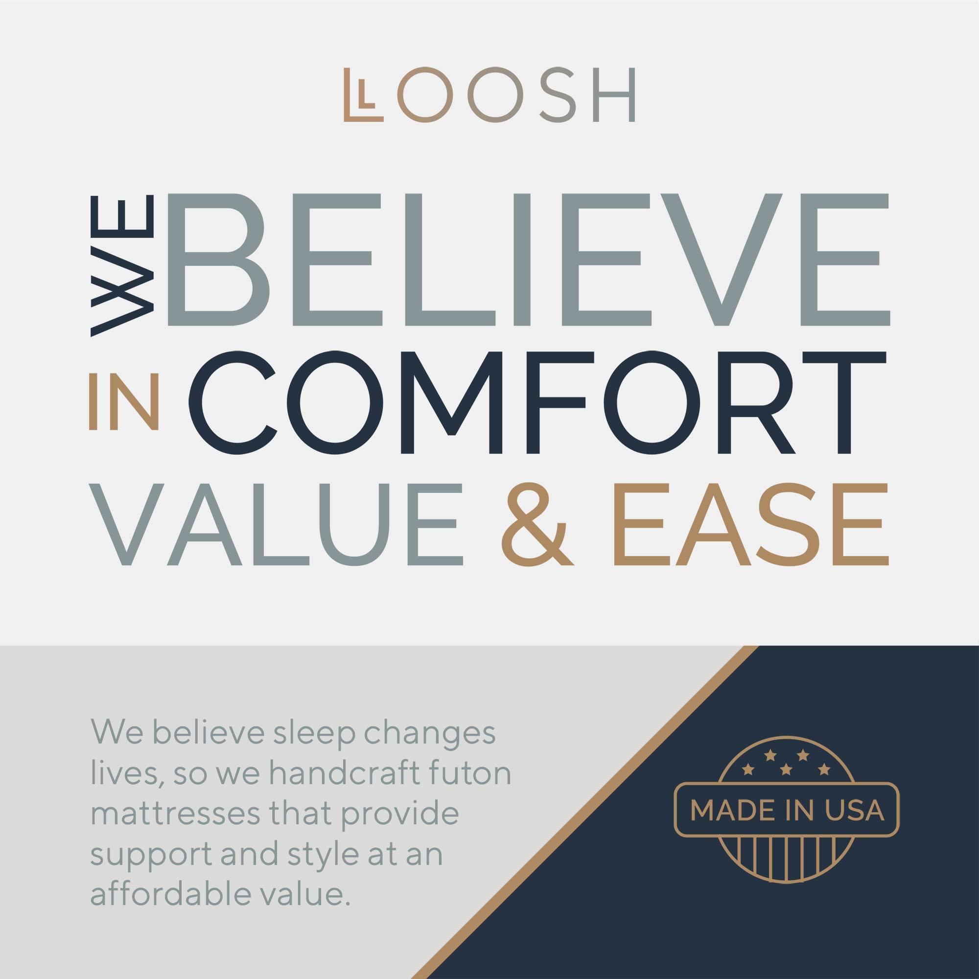 Loosh Loosh Full Size Sofa Bed Foam Canvas Futon Mattress - 8\" USA Made, Dark Green, Frame Not Included