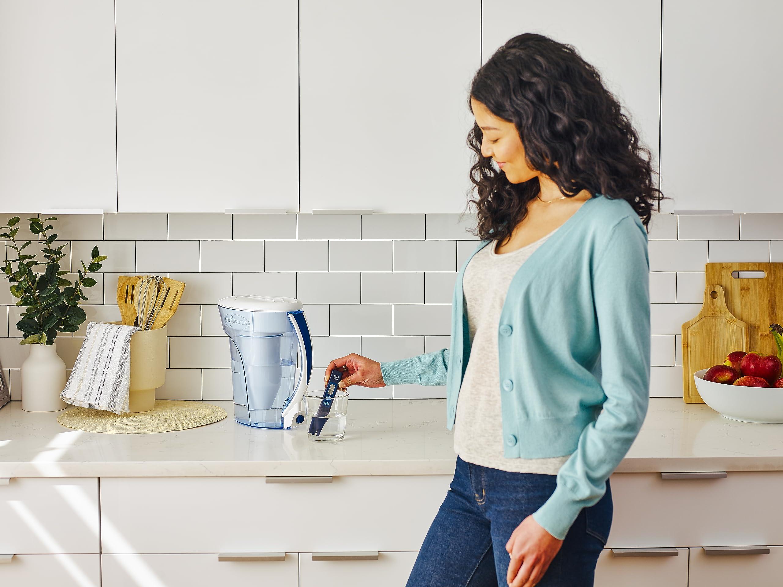 ZeroWater ZeroWater 10-Cup Ready-Pour 5-Stage Water Filter Pitcher 0 TDS for Improved Tap Water Taste - IAPMO Certified to Reduce Lead, Chromium, and PFOA/PFOS
