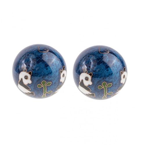 lachineuse lachineuse - Panda Qi Gong Ball Set - Enamel Chinese Stress Balls 45 mm - Health Balls - Zen Relaxation Gift Box - Asian Japan China Feng Shui Object - Blue