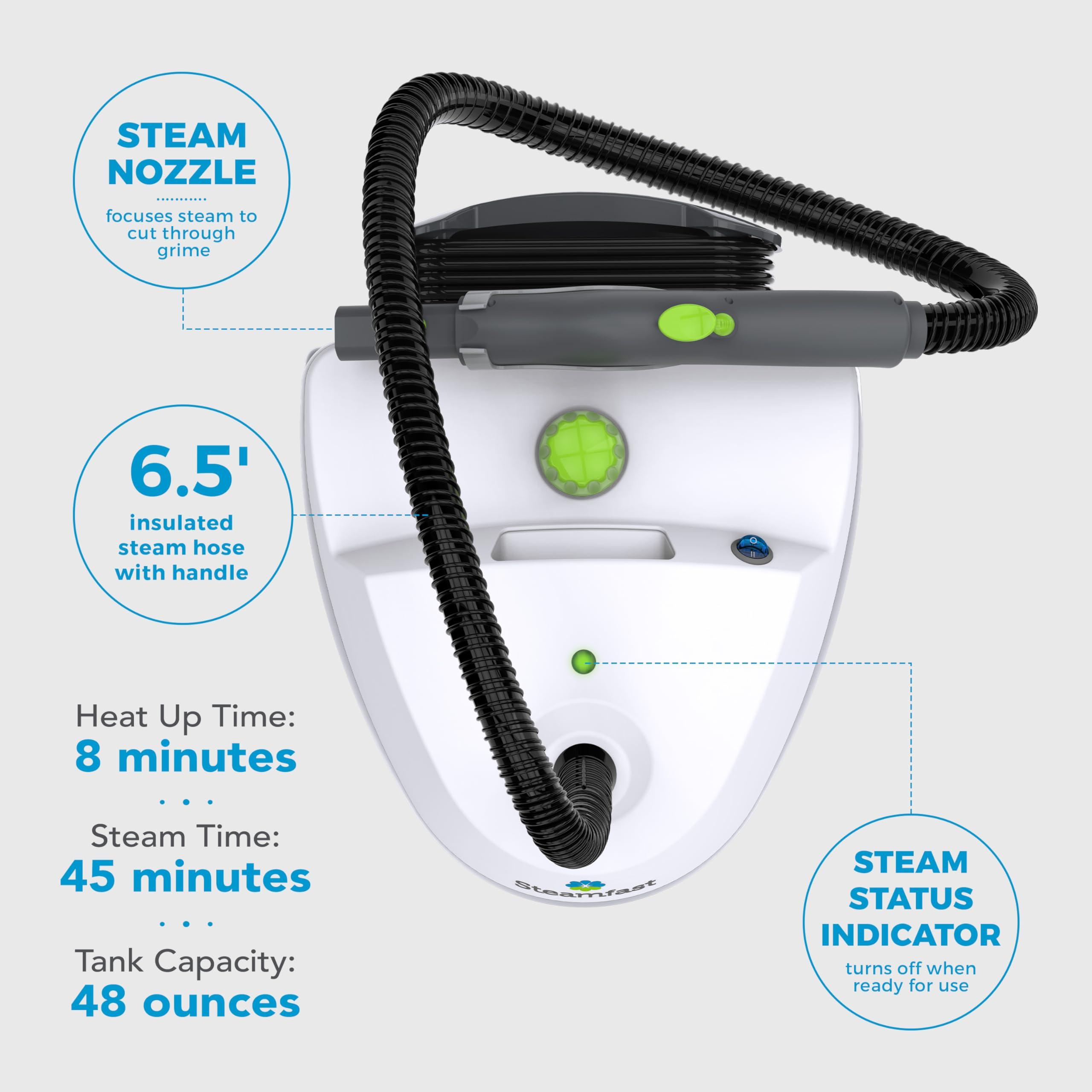 Steamfast Steamfast SF-370 Canister Cleaner with 15 Accessories-All-Natural, Chemical-Free Pressurized Steam Cleaning for Most Floors, Counters, Appliances, Windows, Autos, and More, 64 inches, White
