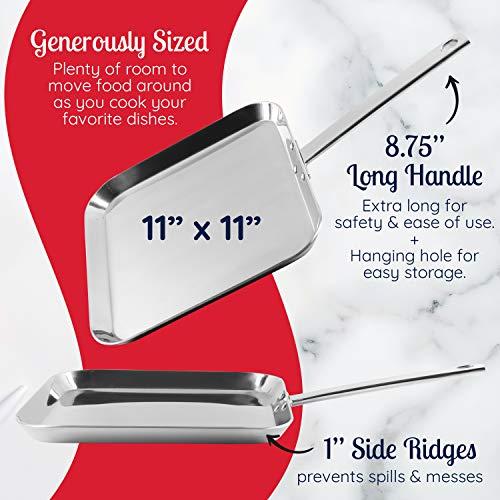 Chef's Secret Chef's Secret T304 Stainless-Steel 11-Inch Square Griddle, Ideal for Grilling