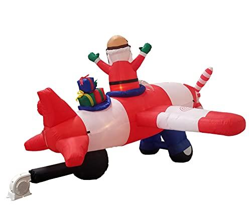 BZB Goods Animated - 8 Foot Wide Christmas Inflatable Santa Claus Flying Airplane Blow Up Yard Decoration