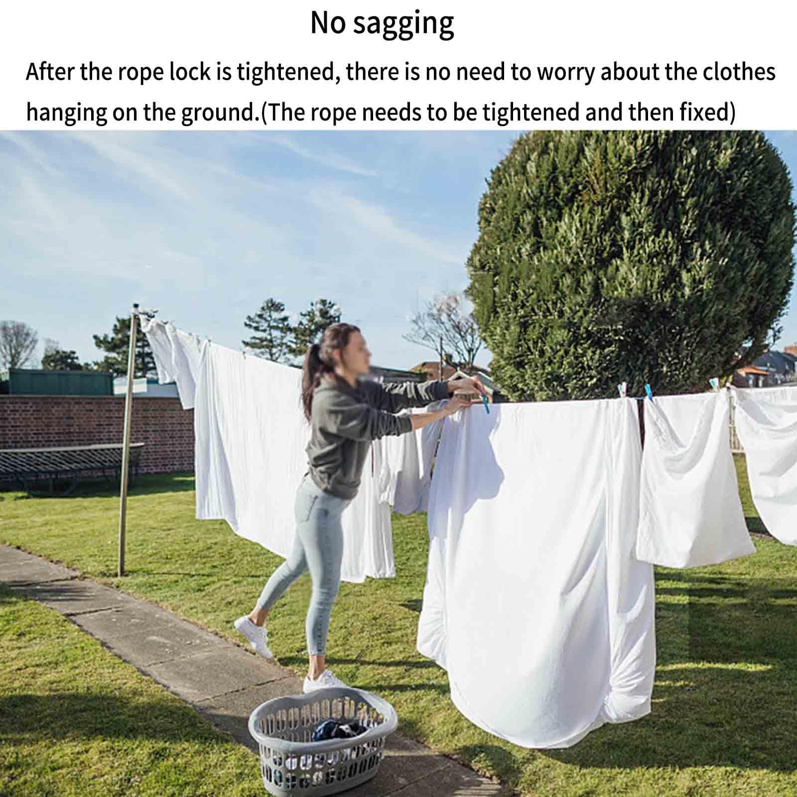 JUSHZ Washing Line Rope Clotheslines Clothesline Clothes Line Clothes Lines for Outside Strong Thick Clamp Thick Rope Outdoor Drying The Quilt Anti-Slip Windproof (10.5mm 15m,White)