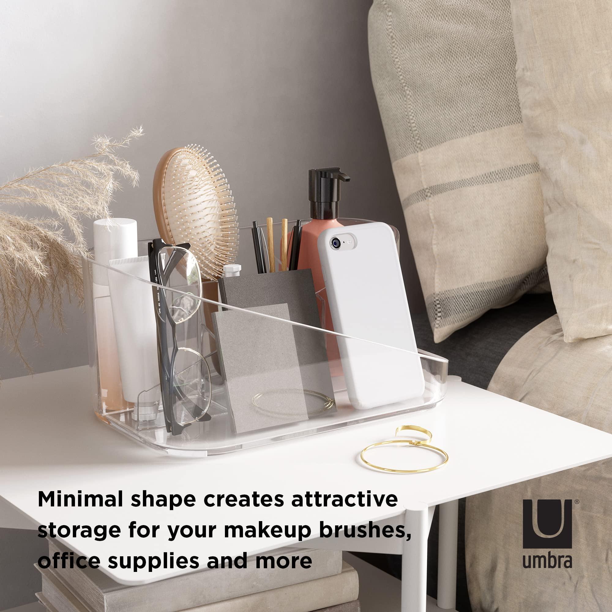 Umbra Umbra Glam Organizer, Countertop Makeup and Cosmetic Multi-Function Storage with Dividers, Clear