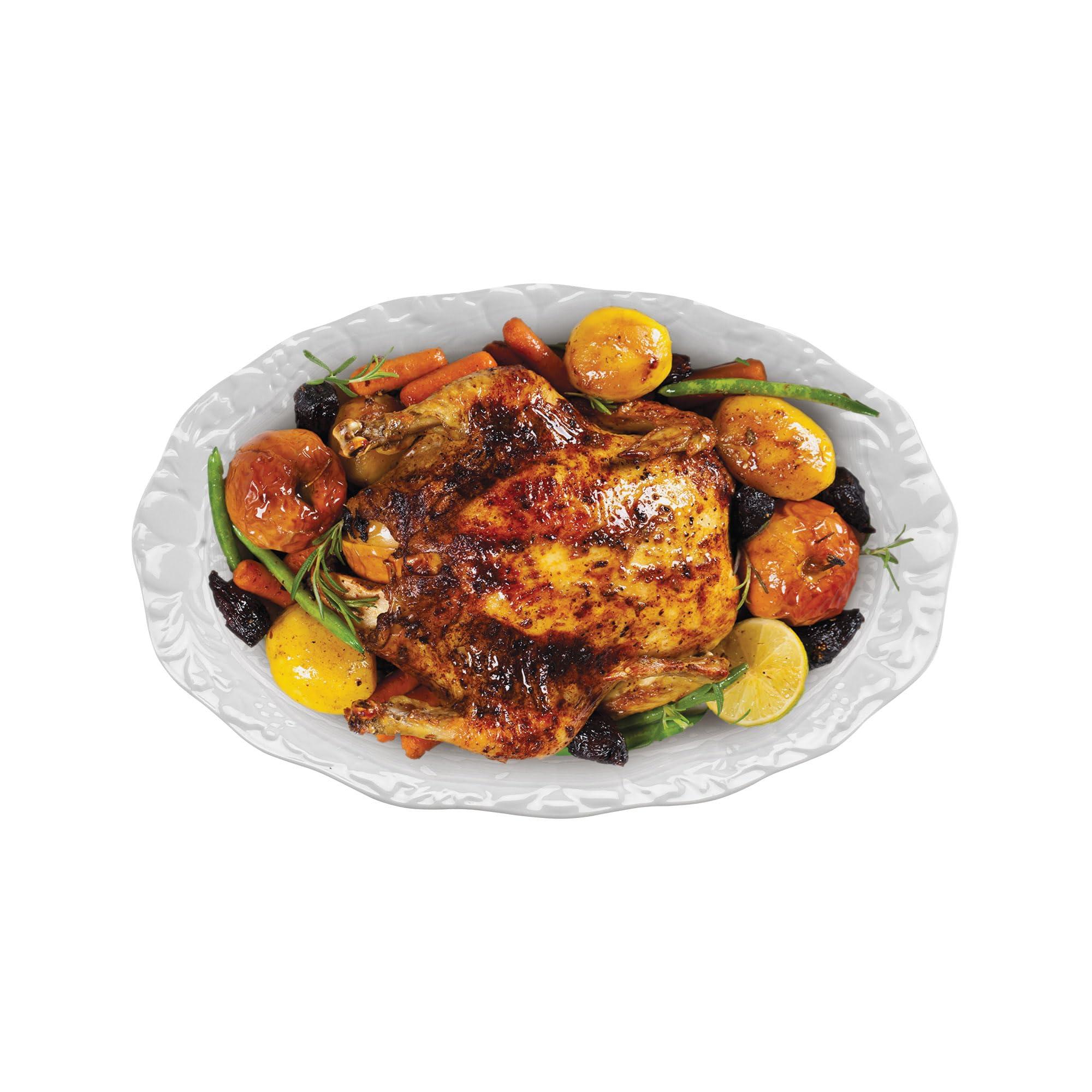 HIC Kitchen HIC Kitchen Turkey Embossed Serving Platter, Fine White Porcelain, Oversized