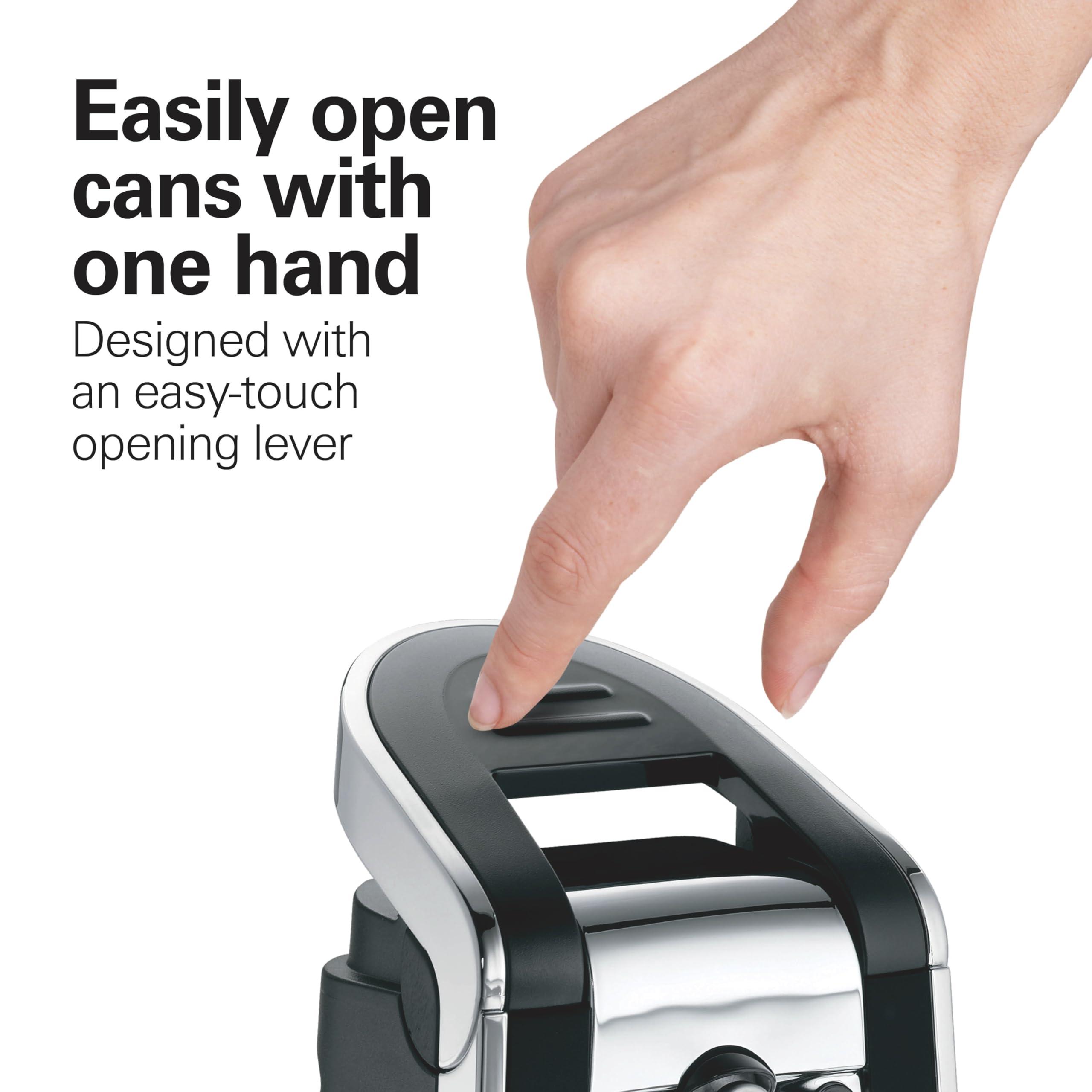 Hamilton Beach Hamilton Beach Smooth Edge Electric Automatic Can Opener for Kitchen with Easy Push Down Lever, Extra Tall, Includes Stainless Steel Scissors, Black and Chrome (76607)
