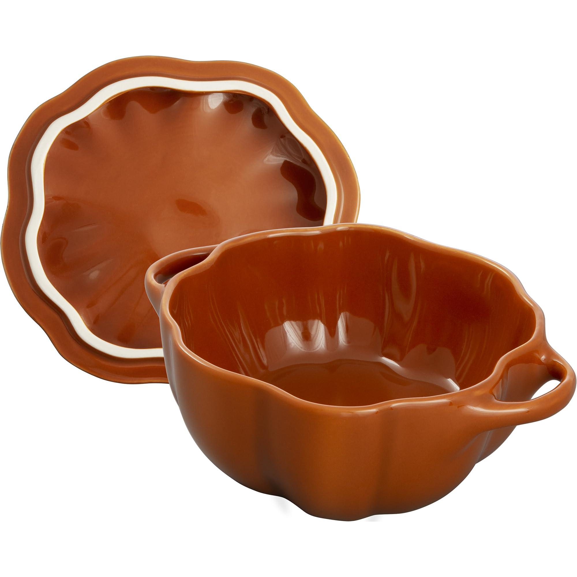 STAUB STAUB Ceramic 0.75-qt Petite Pumpkin, Oven & Stove Safe up to 572F, Pumpkin Dish, Baking Candy Burnt Orange