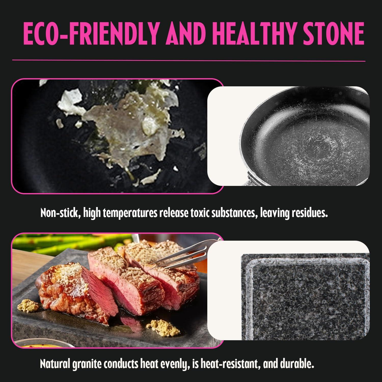 Artestia Artestia Cooking Stones for Steak Stones Sizzling Hot Stone Set Hot Rock Cooking Stone Indoor Grill, Granite Stone Cooking Set/BBQ/Steak Grill (Upgrade Version)