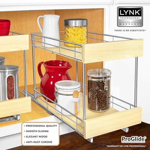 LYNK PROFESSIONAL LYNK PROFESSIONAL SELECT Pull Out Cabinet Organizer - 11\" x 21\" - Slide Out Drawer for Kitchen Cabinets - Sliding Pantry Shelves - Roll Out Shelf for Pots, Pans, Lifetime Ltd Warranty - 2 Tier