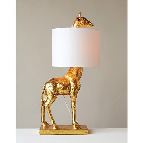 Creative Co-Op Creative Co-Op Gold Giraffe Lamp with Linen Shade
