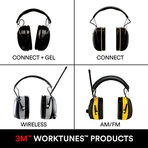 3M 3M WorkTunes Connect + AM/FM Hearing Protector with Bluetooth Technology, Ear protection for Mowing, Snowblowing, Construction, Work Shops
