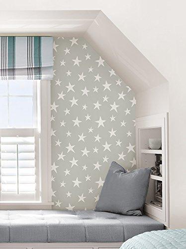 NuWallpaper NuWallpaper NU1932 Stardust Peel & Stick Wallpaper, Grey
