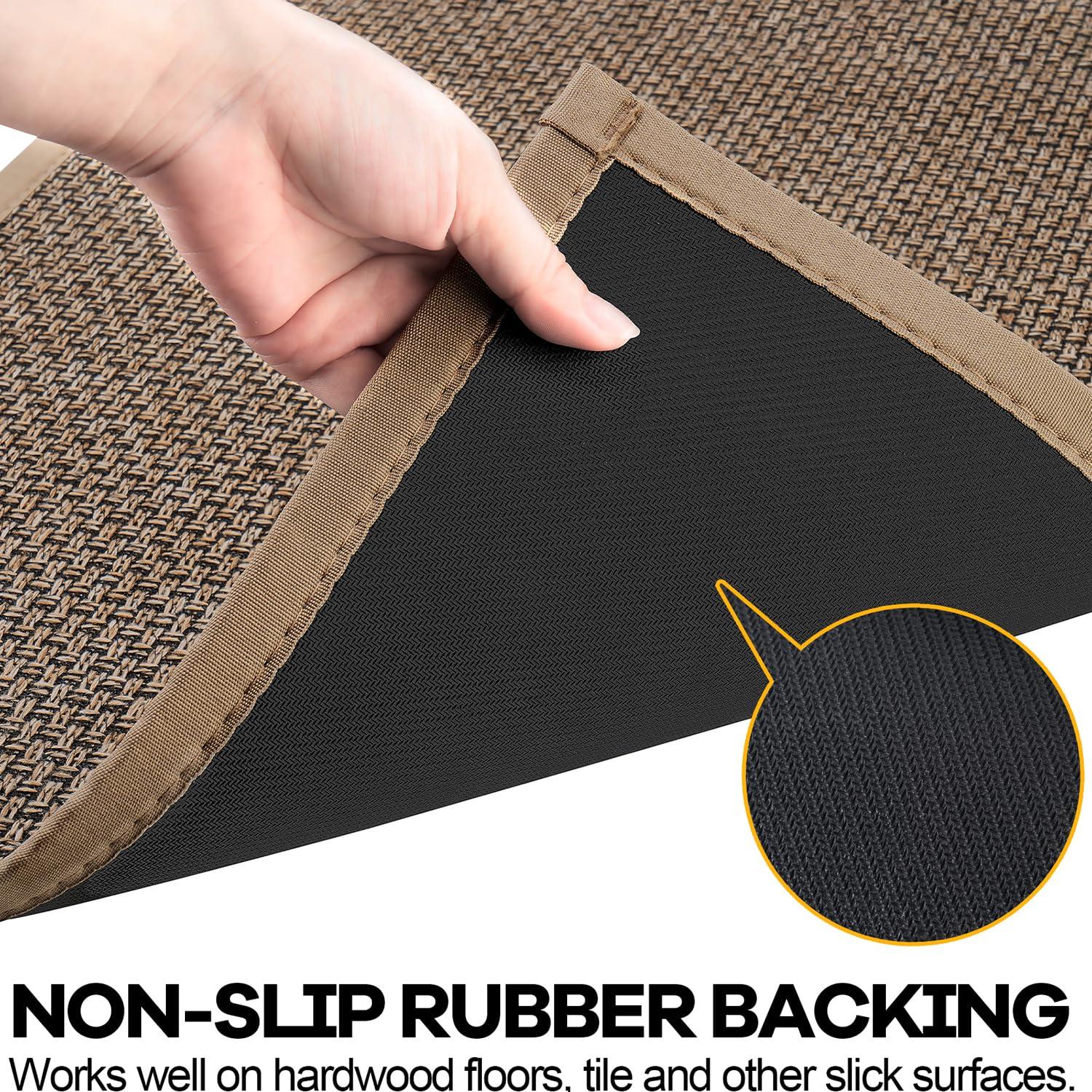 Hargiis Hargiis Kitchen Rug, Rubber Non Slip Kitchen Rugs Washable, Absorbent Runner Mat for Floor, Machine Washable Standing Mats for in Front of Sink, Door, Laundry, Entryway, Hallway (Brown, 36" 24")