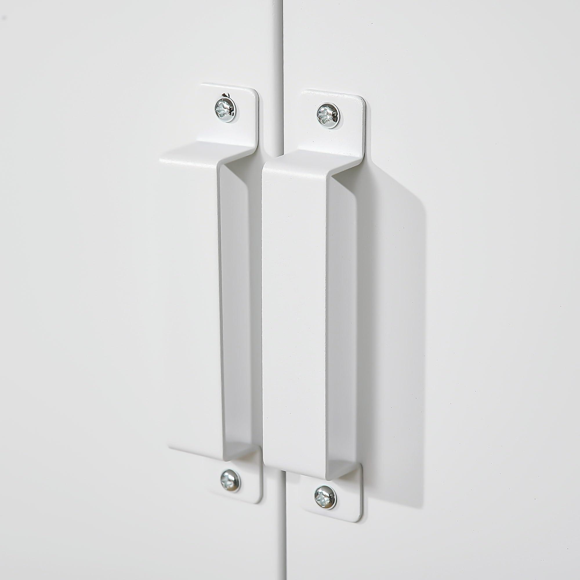 HOMCOM HOMCOM Industrial Storage Cabinet, Steel Garage Cabinet with Double Doors and Adjustable Shelves, White