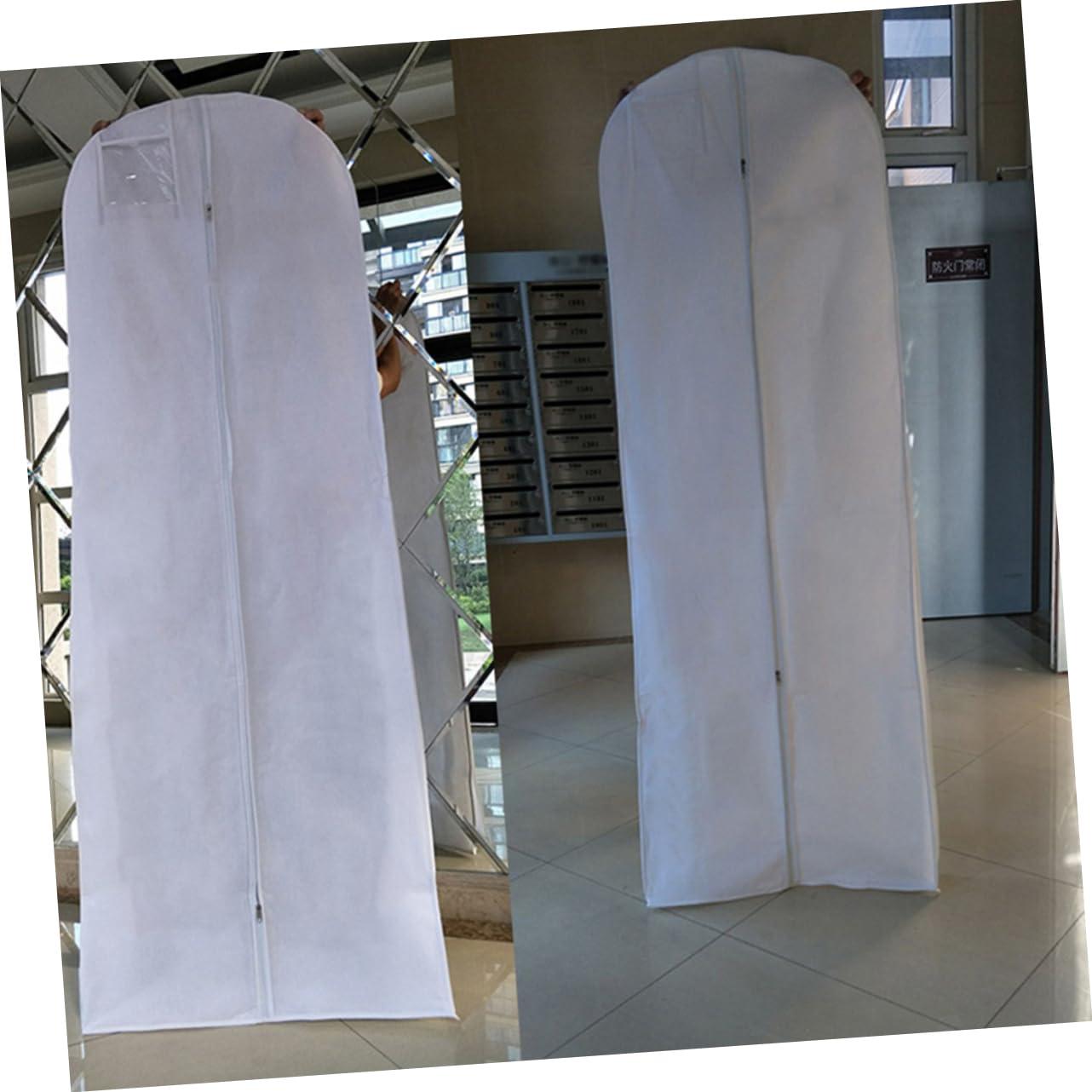 HOOTNEE HOOTNEE Nonwoven Bridal Gown Cover Wedding Dress Garment Bag Full Length Dress Cover Bag Zipper 170x50x40cm White