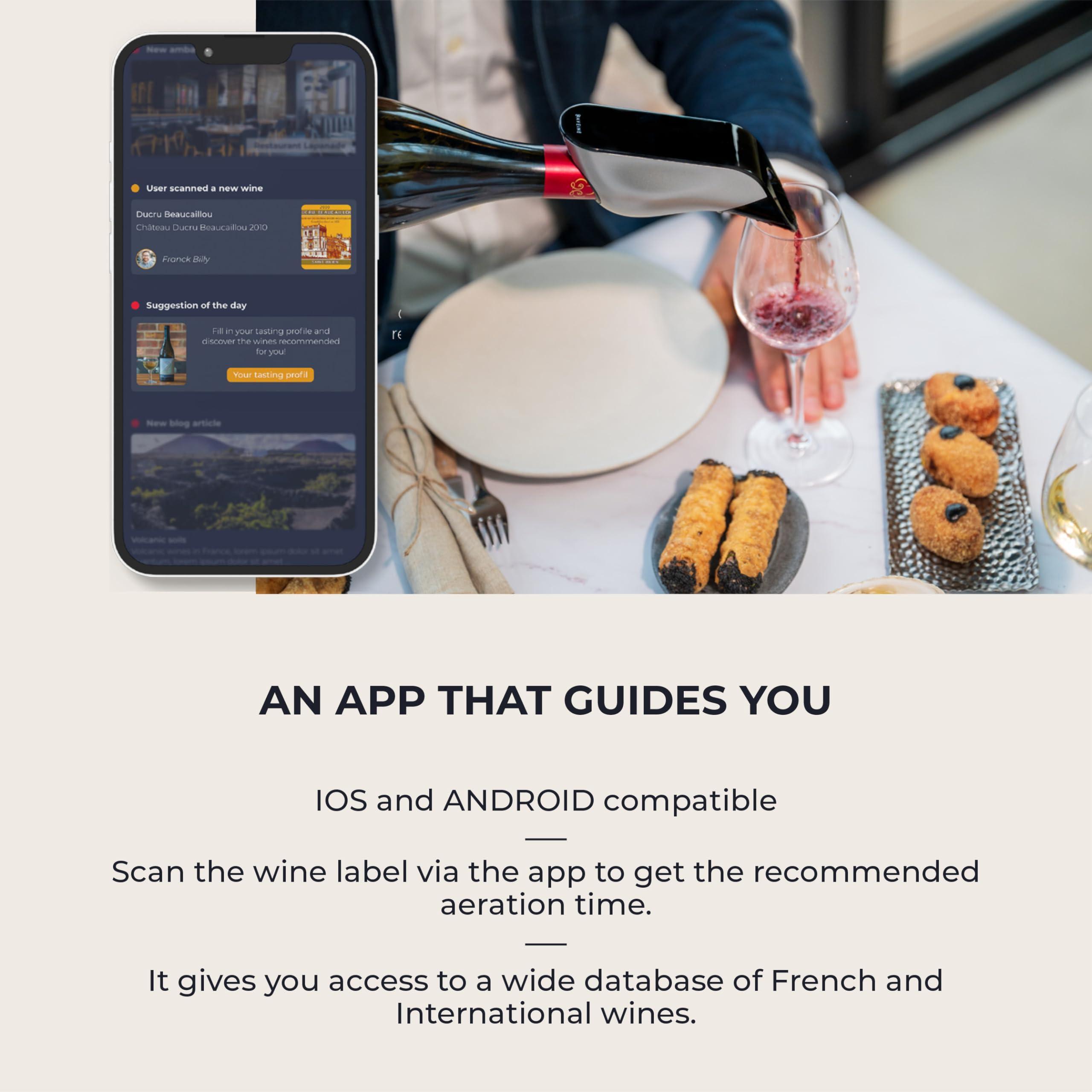AVEINE AVEINE Original - Connected Wine Aerator - Android & iOS Compatible - Box containing 1 Smart Aerator, 1 Protection Bag, 1 Charging Stand, 1 USB Cable - Instant Wine Aeration - Manufacturer Warranty