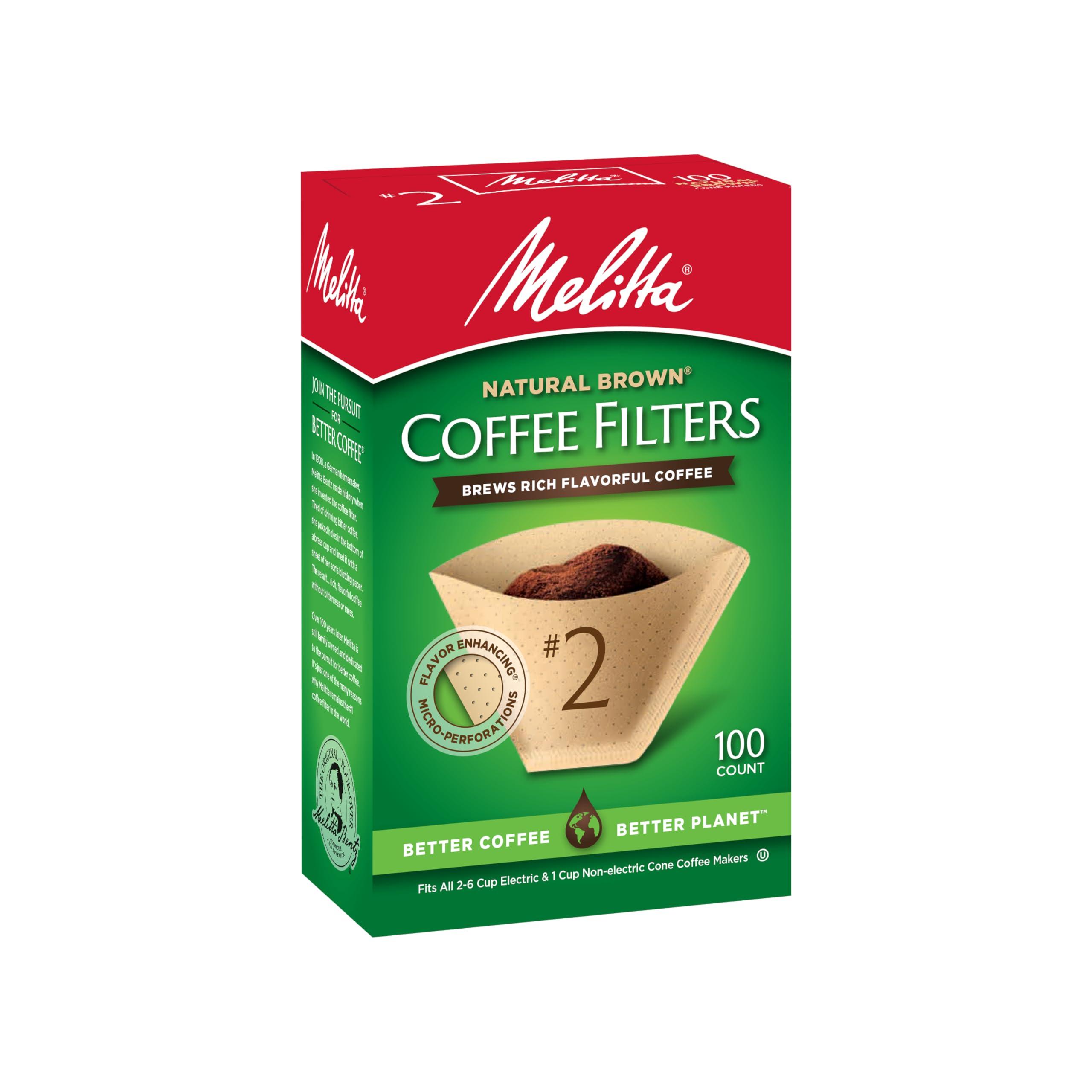 Melitta Melitta 2 Cone Coffee Filters, Unbleached Natural Brown, 100 Count (Pack of 3) 300 Total Filters Count - Packaging May Vary